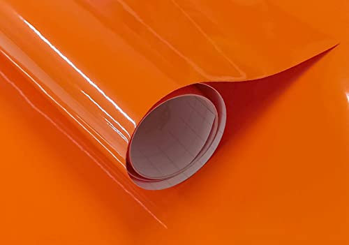 Klebefolie Orange Glänzende Folie Für Möbel Küche Wandschutzfolie Türfolie Selbstklebend (40 x 300 cm, Orange)