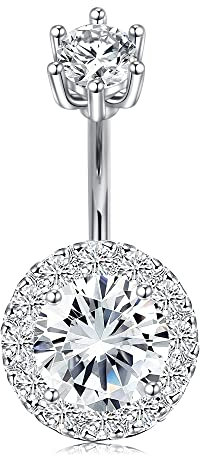 Crdifu 925er Silber Bauchnabelpiercing 10mm 14G Piercing Bauchnabel Schmuck mit Zirkon Damen Frau