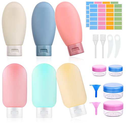 20Pcs Travel Bottles Set for Toiletries, Leak-Proof Silicone Travel Containers, 60ml Small Mini Empty Squeeze Bottles Travel Accessories for Toiletries, Shampoos, Conditioner and Lotion (BPA Free)
