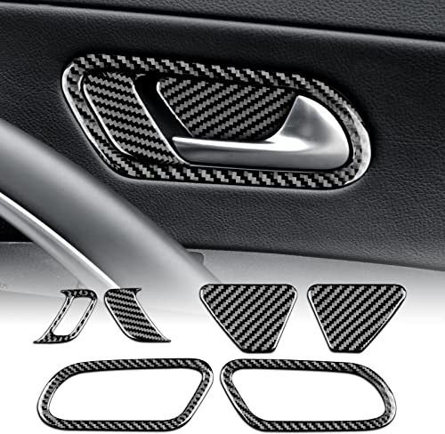 KUNGKIC 6Stück Kohlefaser Auto Türgriffrahmen Aufkleber Dekorative Innenbereich Compatible with VW Volkswagen Scirocco 2009-2016 Zubehör