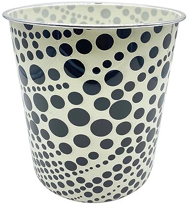 Homeshopa Plastic Waste Paper Basket Bin, Round Wastebasket Trash, Lightweight Rubbish Bin Home Office Kitchen Bedroom, Garbage Dustbin, 7.7Litre (Black Dot Swirl)