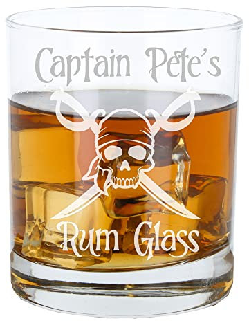 Always Looking Good Personalised Engraved Pirate Rum Glass Skull & Cross Bones Design Funny Tumbler Novelty Gift for Rum Lovers Lowball Tumbler Pirate Birthday Gifts