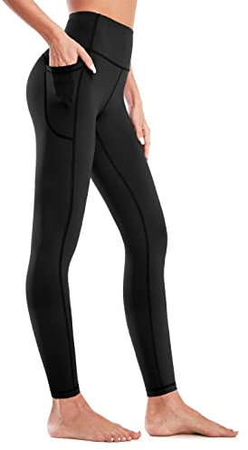 Flatik Sport Leggings Damen mit Taschen， Blickdicht leggingsjogginghose Damen Fitnesshose Laufende Leggings M