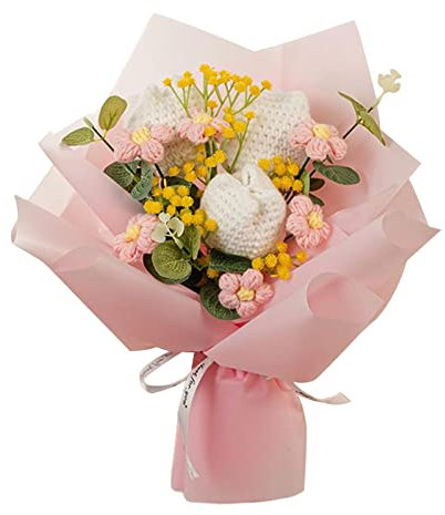 Generic Gralara Bouquet de Fleurs au Crochet Tulipes Fleurs tricotées Fleurs artificielles pour la fête des mères, Mariage, fête, décoration intérieure