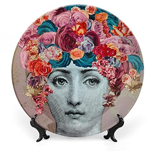 Piatto Lina Cavalieri, Piatto Decorativo da Parete, Decorazione da Appendere alla Parete con Piastra Facciale Misteriosa, Staffa Inclusa E Gancio A Molla Speciale,J (6),6inch