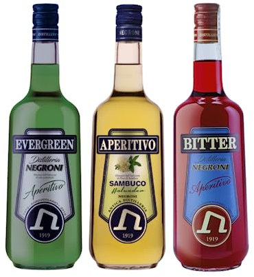 Aperitivo Negroni Italiano Sambuco Evergreen Bitter 3Lt