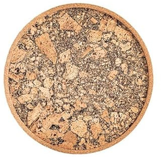 TISECO ZICZAC - Plateau QUERCO - 100% Liège - Sécurité Alimentaire, Hydrofuge, Anti-Tache - Rond - Diamètre 40 cm - Earth