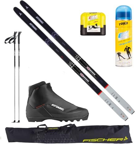 Generisch Atomic Langlaufski-Set Savor XC + Bindung + Schuhe + Stöcke + Skisack + Grip/Glide + Express Mini (Skilänge 173cm (Körpergewicht 60-75 kg))