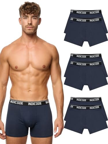 Indicode Herren INMilano Unterwäsche Boxershorts 6er Pack aus 95% Baumwolle | Bequeme Boxershorts im praktischen 6er Pack mit hohem Tragekomfort, Unterwäsche, Unterhosen, Baumwollboxer für Männer