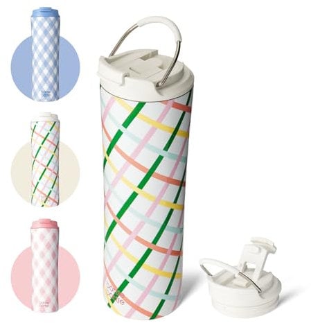 BOTTLE BOTTLE Insulated Water Bottle Coffee Tumblers with Dual-use Lid and Straw Double Walled Iced Travel Coffee Mug for Woman and Man 24oz Stainless Steel Tumbler with Handle(Crystaline)