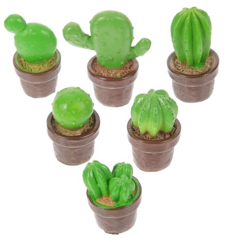 TOPPERFUN 6St Kaktusdekorationen schönes Kaktusmodell Geschenke für den einzug gartenskulptur Ornament Blumentöpfe Kaktusstatue im Freien Bonsai-Statue Fee Topfpflanze Puppenhaus Moos Innere
