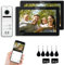 Verdrahtete Videosprechanlage für Wohnungen, 2-Familien-Türklingel, 7-Zoll-Touchscreen-Display, Entriegelungsunterstützung, Zwei-Wege-Sprechanlage, Bewegungserkennung (Weiß und tiefschwarz)
