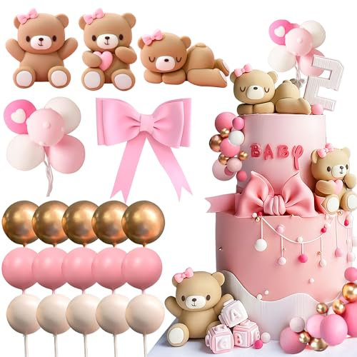 JeVenis luxury big teddy bear cake decorazione baby shower decorazione torta orsacchiotto baby shower decorazione torta di compleanno orsacchiotto decorazione torta bambina decorazione