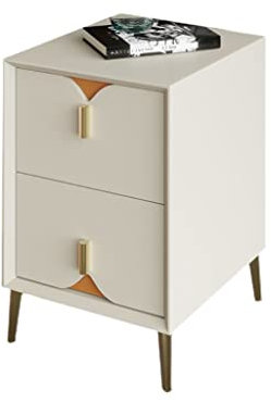 GRFIT Nachtisch Holz Nachttisch Modern Minimalistische Lagerschrank Wohnzimmer Schlafzimmer Nachttischregal Kleinkabinett Betttisch 2 Schubladen (Beige) Beistelltisch (Size : S1-9.84in)