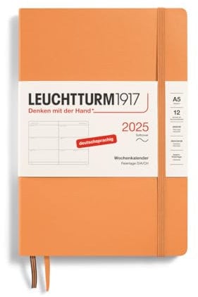 LEUCHTTURM1917 370566 Wochenkalender Medium (A5) 2025, Softcover, Apricot, Deutsch