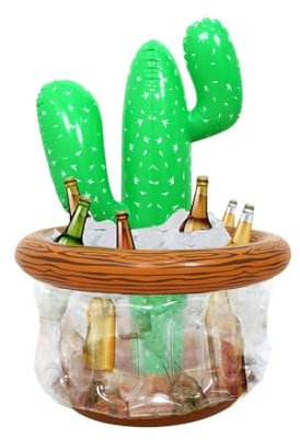 Hielera inflable para cactus, cubo de hielo inflable de árbol de coco de 72 cm, suministro de bebidas de cerveza, enfriador flotante para fiestas, piscina hawaiana