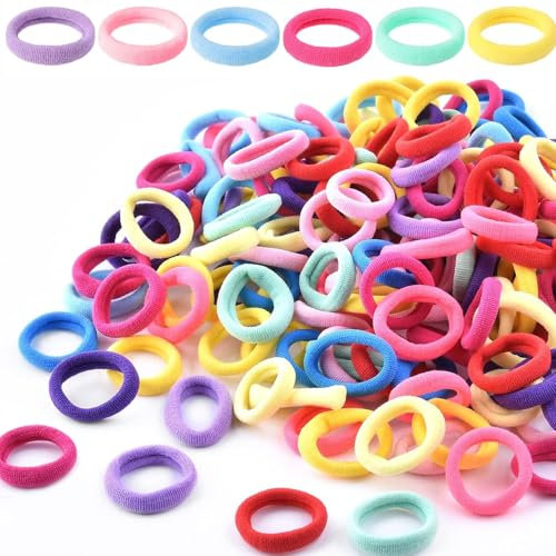Candy Color Small Hair Bands, Small Hair Ties Elastics Bands Bobbles Ties Accessories, Coloured Stretch Strong Hairbands Colorful Seamless Ponytail Holders for Girls -(Multicolour)
