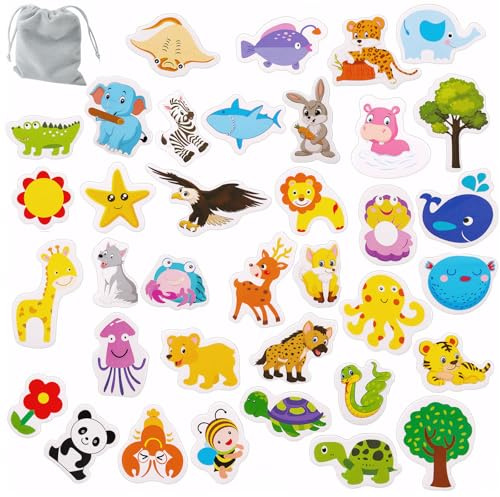 36PCS Fridge Magnets with 1 Storage Bag,Magnetic Animals Magnets,for Magnetic Whiteboards,Refrigerator Magnets