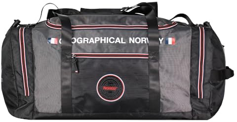 Geographical Norway Shannon Sporttasche Groß 76x36x36 cm mit Reißverschluss | Für Herren und Damen | Fußballtaschen | Schultergurt & Schuhfach (Schwarz/Dunkelgrau)
