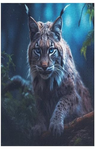 1000-teiliges Puzzles, Luchs -Puzzle Für Erwachsene Kinder,Holzbrettpuzzle,Erwachsenenpuzzles,Geschenke （78×53cm）