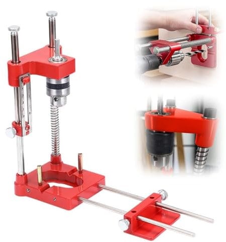 Precision Woodworking Drill Guide with V-Groove & Adjustable Stand for Accurate Hole Drilling Up To 2 Inches, Ideal for Bench Press & Auto Line Alignment