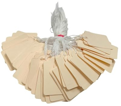 Pack of 100 Large Ivory Strung Tags Price Tickets 36 x 53mm