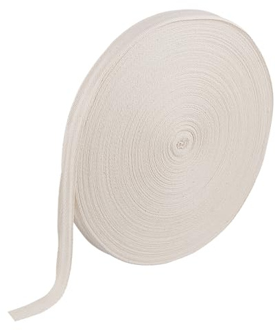 KOHAND Baumwoll-Twill-Klebeband, 20 mm x 100 m, Baumwollband, Schrägband, Fischgräten-Wimpelband zum Nähen, Gurtband, Handwerk, Beige