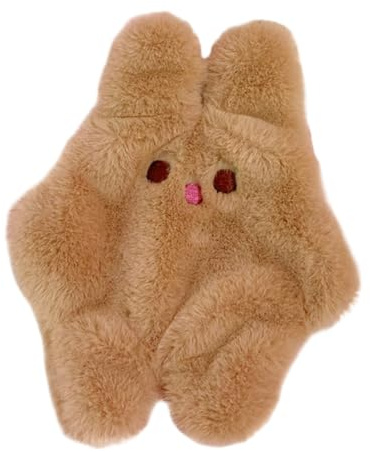 Abaodam Plüsch Kaninchen Münzbeutel Mini Geldbörse mit Reißverschluss für Damen Mädchen Kleine Cash Storage Pouch Süße Cartoon Tasche in Khaki für Kleingeld und Make up Zubehör