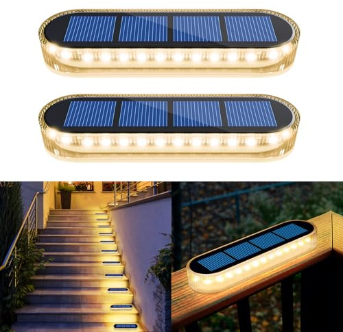 YiLaie Solar Bodenleuchten Aussen, IP68 Wasserdicht Warmweiß 2700K 2 Stück | Solarleuchten für Außen mit Auto On/Off, 1000mAh Batterie, LED Solarlampen für Außen Garten,Stufen,Boden,Terrassen,zum Kleben