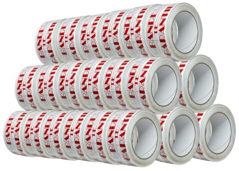 Tecplast Ruban adhésif d'emballage 28µ blanc imprimé BANDE DE GARANTIE en rouge - Adhésif 50 mm x 100 m - Carton de 36