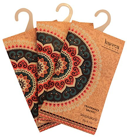 Karma Scents Premium Sandelholz Duftsäckchen für Schubladen, Schränke und Autos, schöner frischer Duft, 12 Beutel