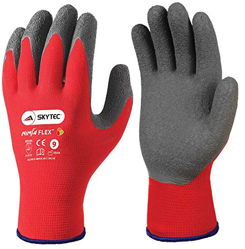 Skytec Ninja Flex Arbeitshandschuhe Handschutz Nylon rot/schwarz (10/XL)