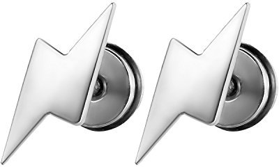 JewelryWe Schmuck Damen Herren Ohrstecker Edelstahl Blitz Flash Ohrringe Ohr-Piercing, Silber