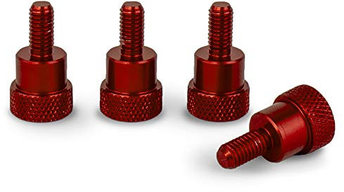 PrecisionGeek Aluminium Ansatzschraube Rändelschrauben M5 x 10mm Rot L-20mm (4 Stück)
