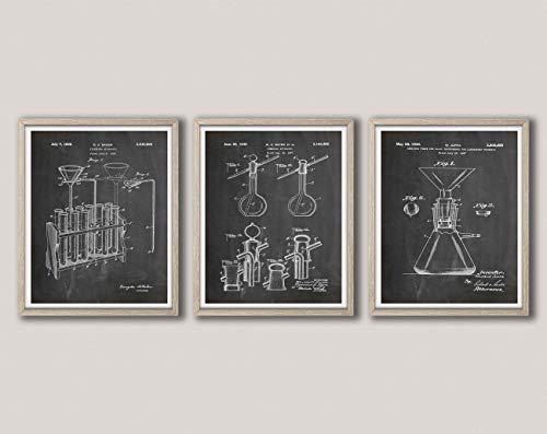WallBUddy Science Posters Set of 3 Science Prints Apparatus Poster Scientific Inventions Chemistry Poster Chemistry Decor Physics Poster WB383-WB385 (20cm x 25cm, Chalkboard Black)