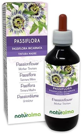 Passiflore (Passiflora incarnata) herbe avec fleurs Teinture Mère sans alcool Naturalma - Extrait liquide gouttes 200 ml - Complément alimentaire - Végétalien ou végan