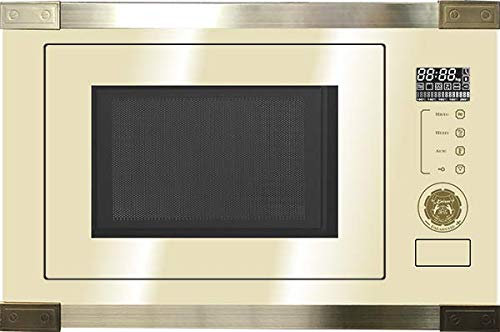 Kaiser EM 2545 Elf AD Einbau Multifunktions Mikrowelle,Elfenbein Glas,25L,Heißluft Grill,21 Funktionen,Mikrowelle zum Einbau,8 Sonderfunktionen, Kartoffel,Pizza, Kindersicherung,Einbaumikrowelle Retro