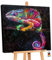 YS-Art XXL Abstrakt Acryl Gemälde auf Leinwand Chamäleon handgemalt Wandbilder bunt Pop Art Farbenfroh Wohnzimmer modern Wohndekor Bilder echte Kunst 100x100 cm