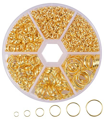 AvoDovA 690 Stück Spaltringe Metall, Biegeringe Offene, Runde Schlüsselringe, Sprungringe Set mit Aufbewahrungskiste, Doppelring Biegeringe, Split Ringe für Schlüsselbund Schmuck Basteln (Gold)
