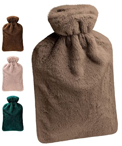 80 Oak NEU: Wärmflasche mit Bezug. 2 Liter Wärmeflasche, Hot Water Bottle, Bettflasche. Ideal für Kinder und Erwachsene (braun)