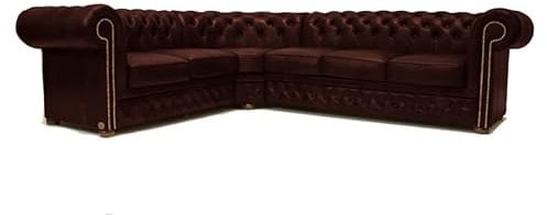 Original Chesterfield Ecksofa First Class Leder | 2 Eck 3 (240 x 280cm) - 5 Sitz | Cloudy Red | Lieferzeit 2 bis 4 Wochen