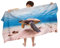 Ulticool Mikrofaser Kinder Handtuch 140 x 70 cm - Schildkröten Meer Dinosaurier - Leicht Reisehandtuch Schnelltrocknend Badetuch Strandhandtuch Microfaser Microfiber - Reise Strand Kind Junge Blau