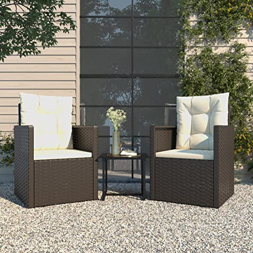Yolola Gartenmöbel Set, Balkonmöbel, Bistro Set 3 Teilig, Sitzgruppe Balkon Set, Tisch und 2 Stühle, Terrassenmöbel mit Armlehnen, Wetterfeste Möbel, für Garten, Terrasse, Balkon, Schwarz