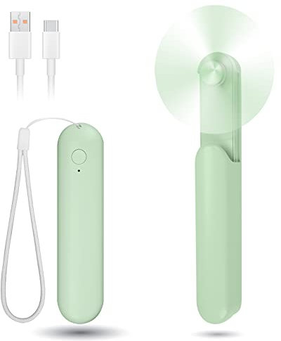 Venforze Mini Ventilatore Portatile, Ventilatore portatile silenzioso ricaricabile a 3 velocità [12-24 ore di lavoro], ventilatore tascabile scorrevole USB per viaggi, casa e trucco femminile Verde