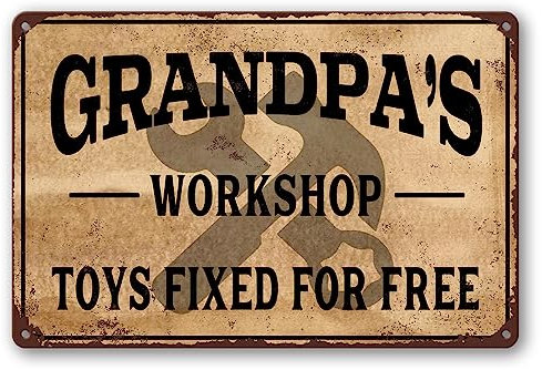 Panneau en métal pour décoration d'atelier de papa, panneau de décoration de garage amusant, cadeau d'atelier de grand-père, cadeau pour papa, mécanicien, atelier, panneau en métal pour anniversaire,