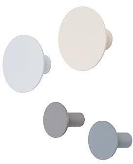 Blomus 4er Set Wandhaken -PONTO- Garderobenhaken rund in 4 Farben (Tradewinds)