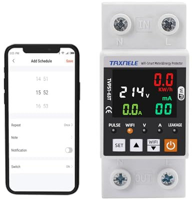 Misuratore di energia intelligente TUYA WiFi AC 63A 85-300V WiFi Smart Earth Leakage sopra sotto il monitor di energia elettrica del protettore di tensione APP Telecomando Smart Life 230V