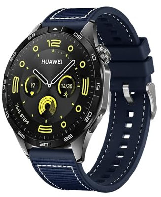 ZoRoll 22mm Cinturino per Huawei Watch GT 5 46mm/GT 5 Pro /GT4 /Ultimate/Buds, Nylon Intrecciato Regolabile Morbido Silicone Sportivo Cinturino per Huawei Watch 5-46mm/4/3 - Blu Navy