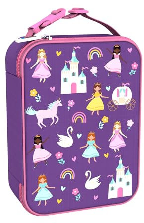 Ion8 Borsa per il Pranzo di Alta Qualità, Tasca Esterna in Rete per Bottiglie, Cinghia in Nylon con Separazione per Appendere, Interno Imbottito e Lavabile, Poliestere, Principessa