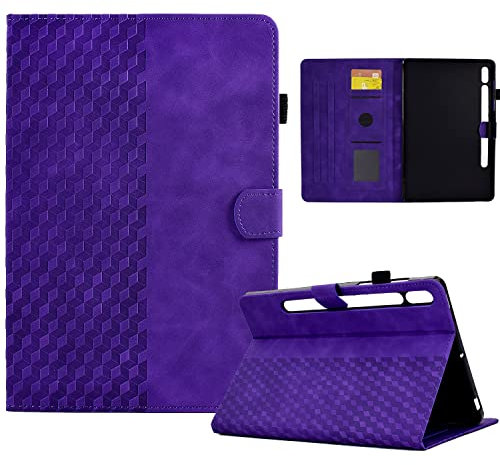 Vkooer Hülle für Samsung Galaxy Tab S10+ Plus 2024 /S9 FE+ Plus/S9+ Plus 2023 12.4 Zoll Schutzhülle PU Leder Tablet Taschen Flip Ständer Cover Case Würfel mit Stifthalter, Lila